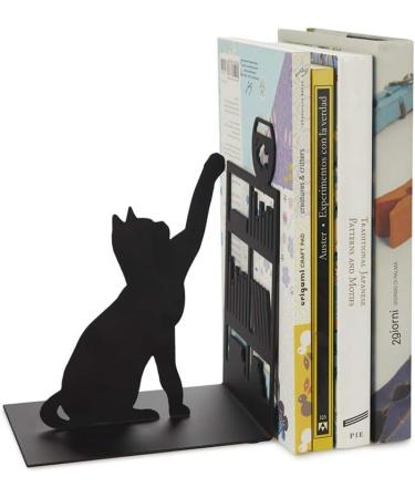 Buy Balvi Fishing Cat Black Bookend - Decorative Cat & Aquarium Design for Stylish Home & Office Bookshelves - Buy Online on GoSupps.com