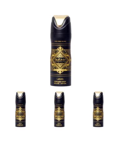 Lattafa Oud For Glory Bade'e Al Oud Perfumed Deodorant Spray (Unisex) 6.67 Ounce (Pack of 4)