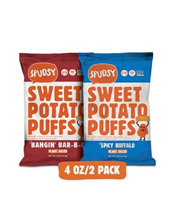 Sweet Potato Puffs by Spudsy | Vegan, Gluten-Free Superfood Snacks | BBQ & Buffalo Ranch 2-Pack - Buy Online on GoSupps.com