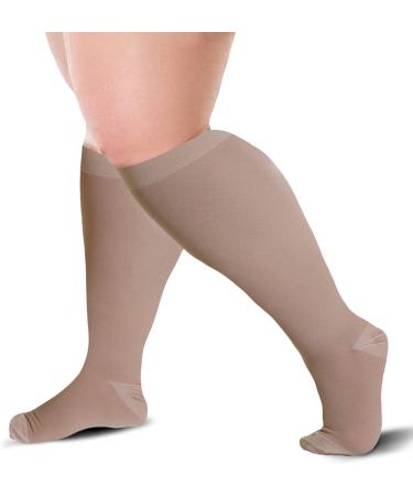 Blu Horn Knee-High Compression Stockings 20-30 mmHg - XL Beige for Pain Relief & Improved Blood Circulation - Buy Online on GoSupps.com