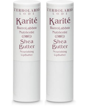 L'Erbolario Nourishing Lip Balm Shea Butter 0.18 oz - Lip Butter - Moisturizing and Nourishing - For Dry Lips - Cruelty-Free (Pack of 2)