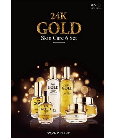 Buy ANJO Skin Care 24K Set - Toner Emulsion Essence Cream Eye Cream & Ampoule - International Shipping - Buy Online on GoSupps.com