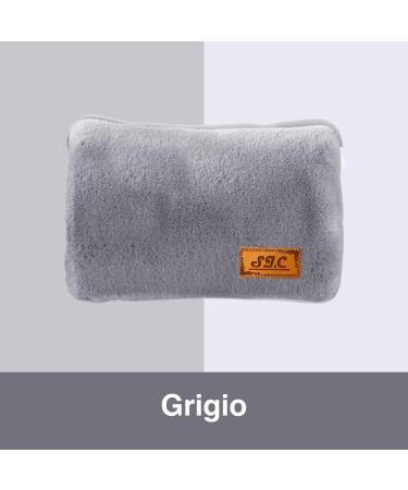 Electric Hot Water Bottle with Soft Plush Lining - 500W Hand & Foot Warmer for Pain Relief | Gray - Buy Online on GoSupps.com