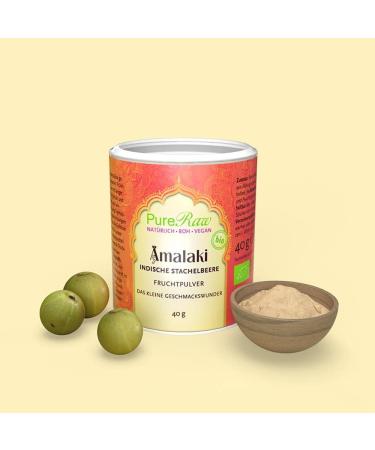 Organic Amla Powder (Amalaki Berry) - Vegan Ayurvedic Raw Food | Pureeraw 40g Indian Gooseberries - Buy Online on GoSupps.com