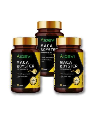 AIDEVI Natgrown Organic Maca & Oyster for Men 60Tablets with Black Peruvian Maca Root Extract Supplement for Men and Women 180 Daily