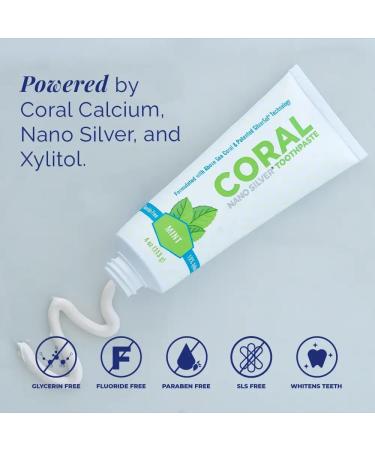 Coral Nano Silver Toothpaste Natural Fluoride Free Whitening & Remineralizing with Coral Calcium SLS Free Safe to Swallow Anti-Plaque & Fresh Breath Mint 4oz Mint 4 Ounce (Pack of 1) - Buy Online on GoSupps.com