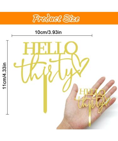 SwirlColor 30th Birthday Cake Topper Personalised Hello Thirty Cake Topper Gold Acrylic Cake Topper 30th Birthday Decorations with A card - Buy Online on GoSupps.com