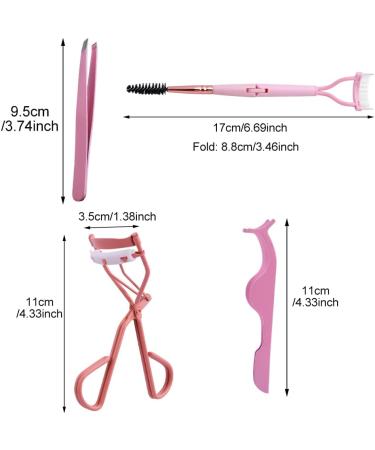 Eyelash Curler Set with Comb & Tweezers - Professional Lash Tools with 2 Refill Pads (Pink) for Volumizing Lift | Worldwide Shipping - Buy Online on GoSupps.com
