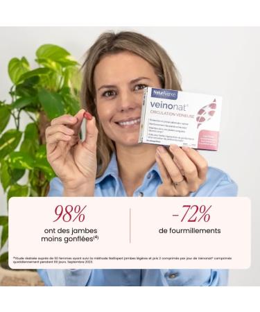 Laboratoire NaturAvignon Veinonat Tablets | Venous Circulation & Heavy Legs | Horse Chestnut + Grape Seed + Fragon + Melilot | Active Proven Effectiveness | 60 Tablets (30 Days) - Buy Online on GoSupps.com