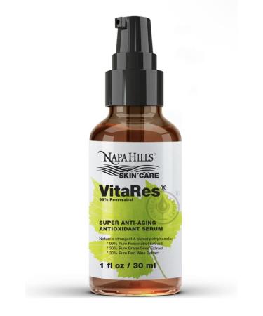 Liquid VitaRes Resveratrol Drops Skincare - Super Concentrated Natural Superior Bioavailability - Grape Skin Grape Seed Resveratrol (1 Fl Oz 99% Strength) 1 Fl Oz 99% Strength