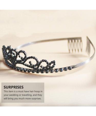Lurrose Rhinestone Crowns Tiaras with Comb Headband for Girl Women Bridal Birthday Party Wedding Prom (Black) - Buy Online on GoSupps.com
