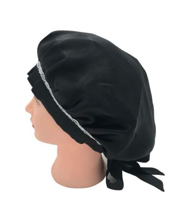 Superlike 100% Pure Mulberry Silk Black Night Cap for Women - Adjustable and Traceless Sleep Hat - One Size - Buy Online on GoSupps.com