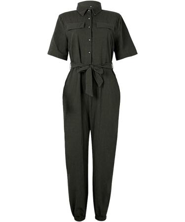 Mimacoo Green Overall Jumpsuit Set for Women - Short Sleeve Shirts and Long Pants Outfit - Size Large - Buy Online on GoSupps.com