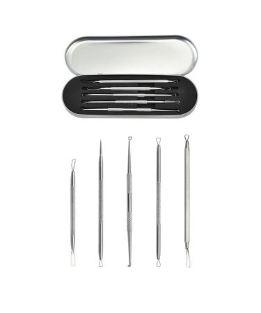 5 PCs blackheads remote tool kit blackhead extractor tool komedos extractor zit acne removal kit blackhead remover pimotor extractor tool non-slip pimperel plaster tool stainless steel