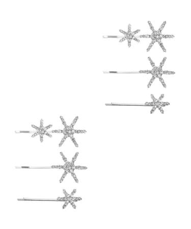 MAGICLULU 2 Sets Star Hairpin Barrettes Hair Clip for Wedding Rhinestone Star Bobby Clips Pearl Hair Bride Rhinestones Barrette Women's Female Star Alloy European Style