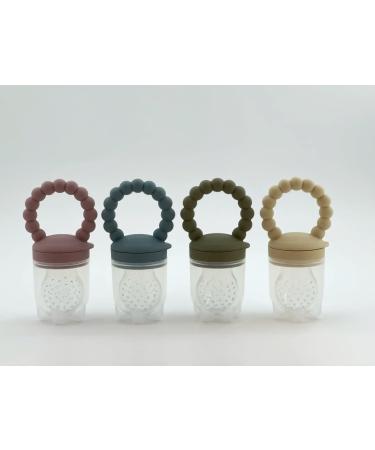 Baby Fresh Fruit Feeder Pacifier with Silicone Teether Fruit Pacifier Including 3 Pouches Different Sizes (Blue)