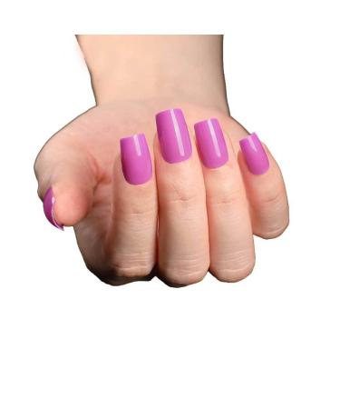 dijiusidy Medium Press-on Fingernails Scratch Resistant False Nail Set Wearable Strong Viscosity Adjustable Manicure Stickers Bright Purple