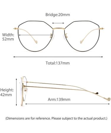 Cyxus Blue Light Filter Glasses for Women - Lightweight Geometry Fashion Eyewear (8009-Blackgold) - Protect Your Eyes with Style - Buy Online on GoSupps.com