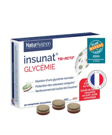 NaturAvignon Insunat Tri-Active Laboratory | 3-Layer Tablet | Banaba Cinnamon Zinc Chromium and Vitamin C | Helps Regulate Sugar Levels | Made in France