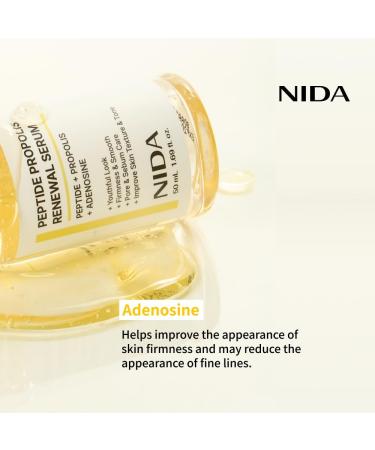 NIDA Peptide Propolis Renewal Serum | Peptide Complex Propolis Extract Adenosine | Youthful Look Wrinkles Fine Lines Pore & Sebum Care | 1.69 fl.oz. 50ml (Updated) - Buy Online on GoSupps.com
