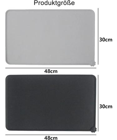 Waterproof Non-Slip Silicone Feeding Mat Set for Dogs & Cats - 2-Part Bowl Pad 48x30cm (Black & Gray) | Best eCommerce Store - Buy Online on GoSupps.com