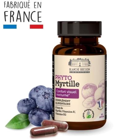 BLANCHE BRESSON - Phyto Blueberry - Night Visual Comfort - Night Glare & Visual Support - Rich in Vitamins A and B2-540mg/day - 60 capsules - 1 month cure - Made in France - Buy Online on GoSupps.com