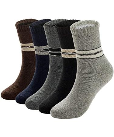 ADFOLF Mens Warm Wool Socks Thick Winter Thermal Stripe Wool Crew Socks Mix_2,stripeb