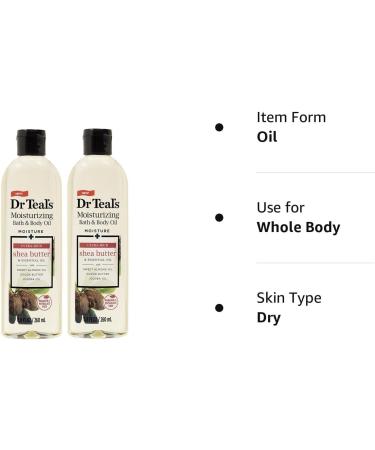 Dr. Teal's Moisturizing Bath & Body Oil 2-Pack - Shea Butter & Essential Oil Blend for Skin, Senses, Stress Relief - 17.6 Fl Oz Total - Buy Online on GoSupps.com