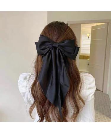 Black Hair Bows for Women White Big Ribbons for Hair Barrettes for Girls Hair Clips for Kids Bowknot Hair Accessories for Thick Fine Hair Stuff for Teenagers Long French Bow Hair Clip for Women Girls - Buy Online on GoSupps.com