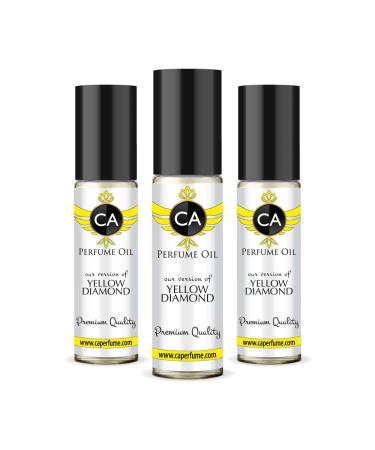 CA Perfume Impression of Yellow Diamond For Women Replica Fragrance Body Oil Dupes Alcohol-Free Essential Aromatherapy Sample Travel Size Concentrated Long Lasting Attar Roll-On 0.3 Fl Oz-X3