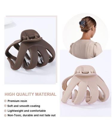 Matte Octopus Hair Clips for Thick Hair - Strong Hold Jumbo Clips for Women and Girls - 6 Pack Neutral Hair Claw Clips - Buy Online on GoSupps.com