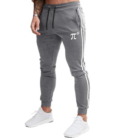 PIDOGYM Men's Slim Striped Jogger Pants - Light Grey Medium - Buy Online on GoSupps.com