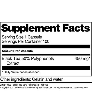 Black Tea 50% Polyphenols - 450 mg (100 Capsules ZIN: 519268) - 3 Pack - Buy Online on GoSupps.com