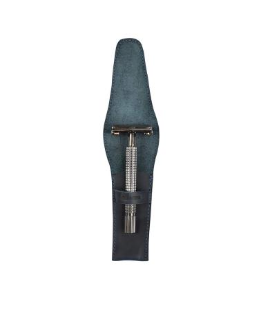 Handmade Leather Safety Razor Case - Slate Blue | Shaving Accessories & Personal Care Essentials | 101 Year Warranty | Hide & Drink - Buy Online on GoSupps.com