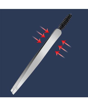 Slant Tip Tweezer Double Stainless Steel Eyebrow Remover with Brush Multipurpose Makeup Tool Precision Clamping - Buy Online on GoSupps.com