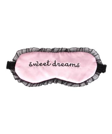 Drasawee Women Sweet Silk Satin Sleep Mask Soft Lace Eye Cover Pink