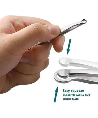 Stainless Steel Nose Hair Tweezers - Precision Ring Trimmer for Facial Hair Eyebrows & Nose Care - Buy Online on GoSupps.com