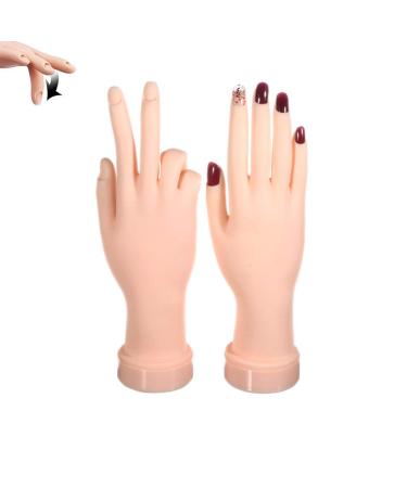 2Pcs Practice Hand for Acrylic Nails, Nail Art Training Hand,Fake Hand for Nails Practice, Flexible Bendable Manicure Hand Practice Tool