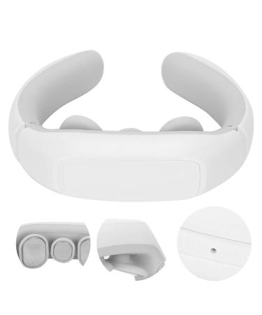 Professional electrical neck massager blood circulation massage device Hot compression vibration therapy instrument with three electrode paves (white)