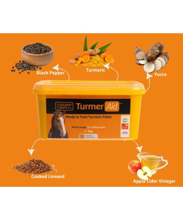 The Golden Paste Company Turmeraid Complete Turmeric Pellet Horse Supplements 2kg - Buy Online on GoSupps.com