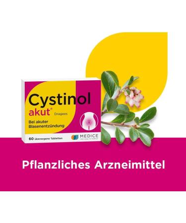 Cystinol Acute 60 Dragees - Fast Relief for Bladder Inflammation & Urinary Tract Infection - Antibacterial Vegetable Medicine - International Shipping Available - Buy Online on GoSupps.com