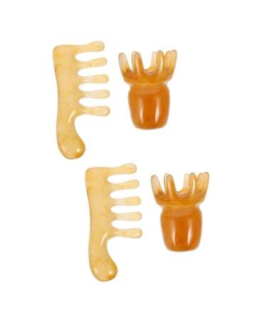 Fomiyes 4 pieces massage comb from resin scalp massage gua Sha comb schamen toothing hair tool guasha massage device scalp ridge antistatic scratch board crystal beeshaharz