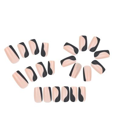 24 Pcs Short Coffin Press On Nails - Black Graffiti Acrylic Fake Nails with Glue for Women & Girls - Buy Online on GoSupps.com