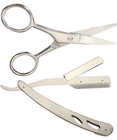 Beavorty 4-Piece Barber Shaving Tools Set | Stainless Steel Mustache Scissors & Manual Razor - Old Fashioned Shaving Essentials - Buy Online on GoSupps.com