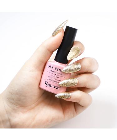Gold Glitter Gel Nail Polish - Sparkling Diamond Gold Color - 10ML - Soak Off UV Gel Polish for DIY At-Home Manicure - Buy Online on GoSupps.com