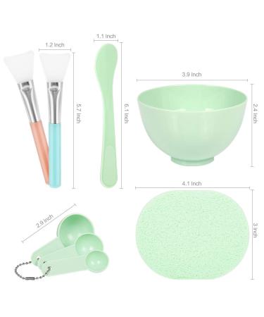 Teenitor Facial Mask Mixing Bowl Set - DIY Facemask Kit with Brush, Spatula, Gauges & Puff - Green - Pack of 8 - Buy Online on GoSupps.com
