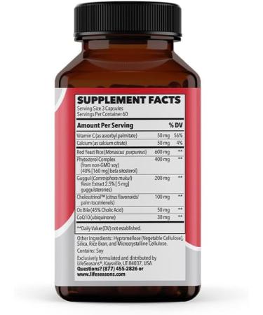 LifeSeasons Choles-T - Natural Cholesterol Support Supplement - 180 Capsules - Red Yeast Rice - Heart & Liver Health - 1 Pack - Buy Online on GoSupps.com