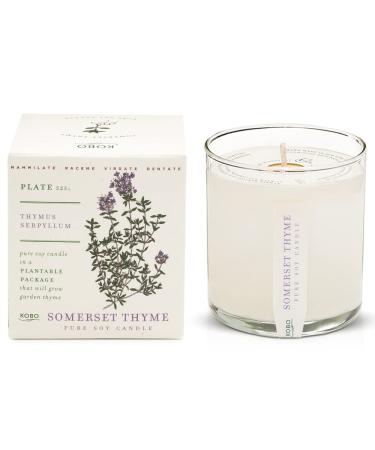 KOBO Somerset Thyme Candle with Plantable Box (9 oz) | Plant The Box Collection 100% Pure Soy Wax Candles | Hand-Poured in USA | Long Lasting 60 Hour Burning Candles | Scented Candles for Home Somerset Thyme 9 oz
