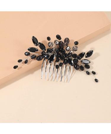 Black Teardrop Crystal Hair Comb - Wedding Hair Accessory for Women and Girls - Buy Online on GoSupps.com