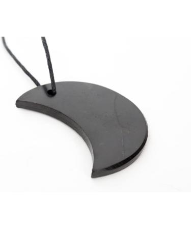 Shungite Pendant Half Moon | Healing Stone for Chakra Energy Balancing - International Shipping Available - Buy Online on GoSupps.com